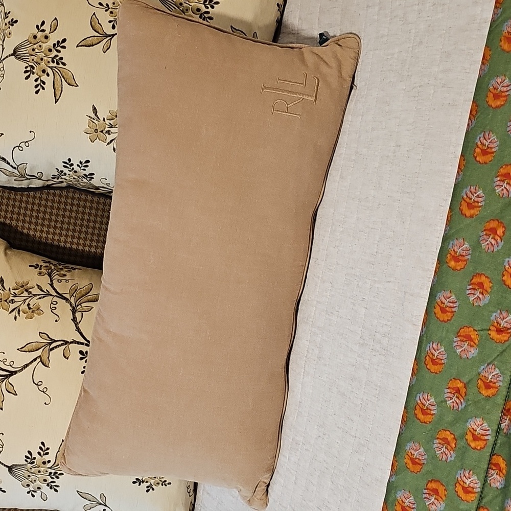 Ralph Lauren Lumbar Pillow Cover Only Tan Beige 26 X 14